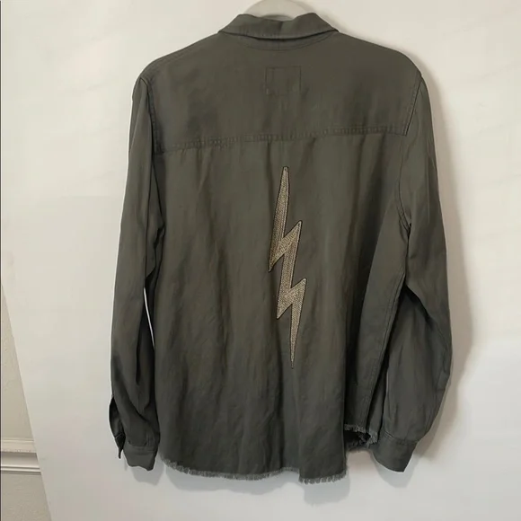 NWT RAILS Olive Loren Lightning Bolt Button-Up Shirt L - Picture 5 of 8